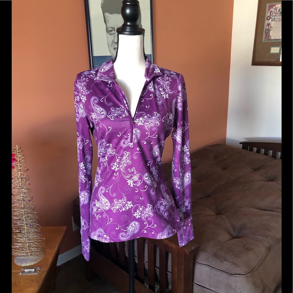 Athleta Plum And White Patterned Pullover - image 4